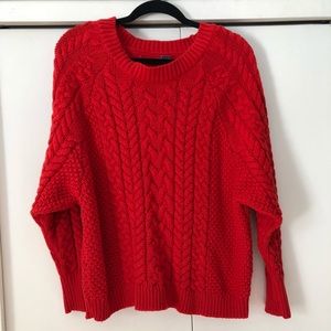 Aerie Holiday Red Cable Sweater